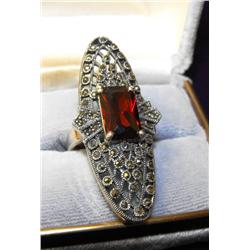 Marquisite and Garnet Estate Ring