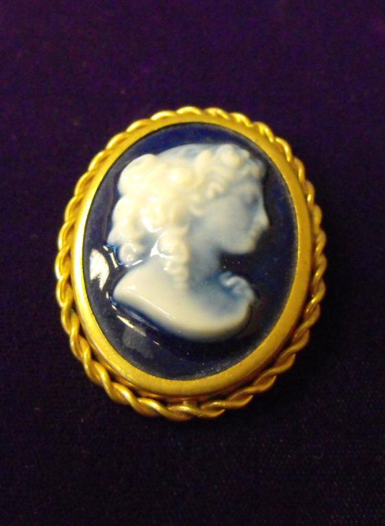 Limoges Porcelain Cameo Pin