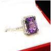 Image 1 : Fine 14k WG Amethyst and Diamond Ladies Ring