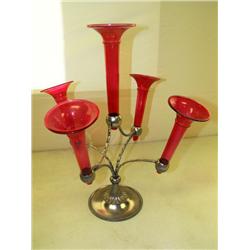 Ruby Red Multi Flute Epergne