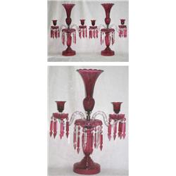 Fine Elegant Cranberry Glass Lusters