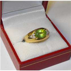 10k YG Peridot & Diamond Ring