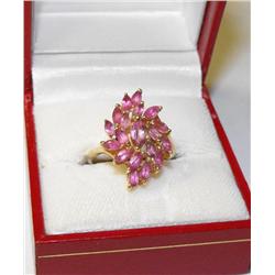 Multi Stone Pink Topaz Ring in 14k YG