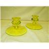 Image 1 : Pair of Vaseline Glass Candlesticks