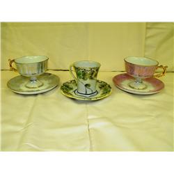 Lot of 3 Porcelain Cups & Saucers