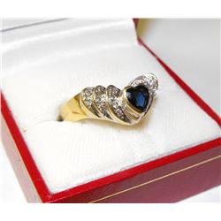 Blue Sapphire & Diamond Ring