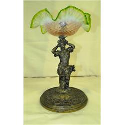 Victorian Art Glass Figural Compote