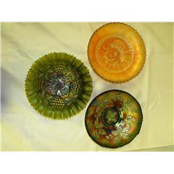Lot of 3 Carnival Glass Bowls