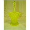 Vaseline Glass Handled Basket