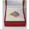 14k YG Setting, Purple Jade Gemstone