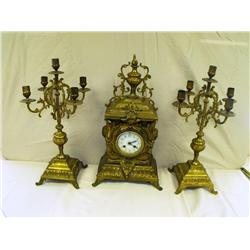 Nice Bronze Cased Clock Set