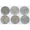 Image 1 : Lot of 6 Walking Liberty Half Dollars