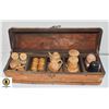 Image 1 : VINTAGE WOOD BOX WITH S&P SETS FROM