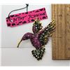 Image 1 : 10)  GOLD TONE WITH HOT PINK AND GREEN CRYSTALS