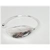 Image 1 : 2)  STAMPED 925 SILVER, LEAF BANGLE BRACELET.