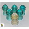 Image 1 : 5- 1939 HEMINGRAY BLUE GLASS INSULATORS