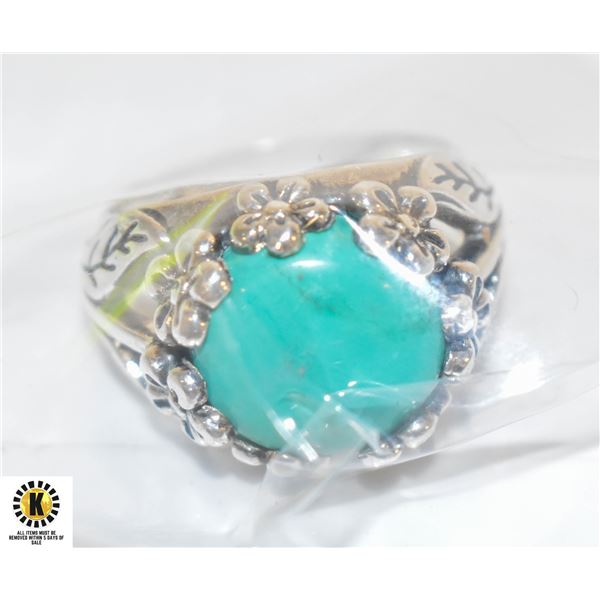 SOLID STERLING SILVER TURQUOISE GEMSTONE RING