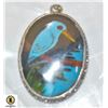 Image 1 : SOLID STERLING SILVER HAND PAINTED BIRD PENDANT