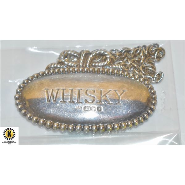 SOLID STERLING SILVER OLD WHISKY DECANTER LABEL