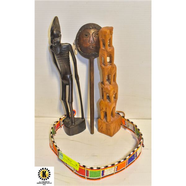 ESTATE AFRICAN BEADED NECK CHOKER, RATTLE