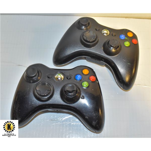 2 X BLACK XBOX 360 CONTROLLERS