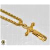 Image 1 : 23 INCH GOLD TONE NECKLACE WITH CROSS PENDANT