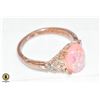 SZ 8 ROSE GOLD TONE RING WITH PINK CENTER STONE