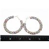 Image 1 : NEW RHINESTONE SILVER TONE RHINESTONE HOOP EARRING