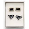 Image 1 : 2 NEW SETS OF CUFFLINKS BLACK ONYX INLAY SUPERMAN