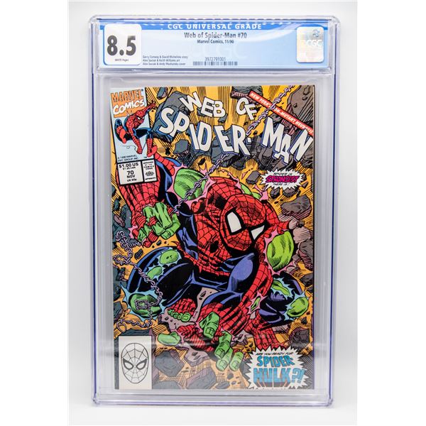 CGC 8.5 CERTIFIED WEB OF SPIDERMAN #70. GRADED