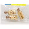 Image 1 : LOT OF 3 GOLD FOIL FLAKES IN GLASS BOTTLES