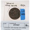 Image 1 : CANADA 1852 BANK OF UPPER CANADA LARGE HALF  PENNY