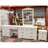Image 1 : WHITE DRESSER SET - DESK, DESSER + BEDSIDE TABLE
