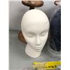 Image 2 : TMC - S1 Ep 101-49 - wig stand set - includes 2 wooden wig holder displays / 3 styrofoam bald heads 