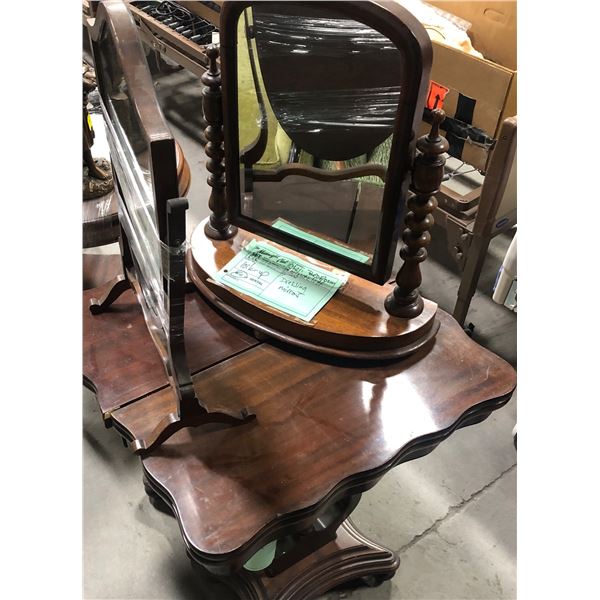 Group of antique furniture - includes 2 pc. Victorian Mahogany folding card console table (approx 26