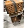 Image 1 : Group of 8 intercom speakers & 2 antique bedside tables (approx 16" x 25 1/2" height)