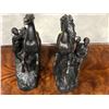 Image 1 : Group of 2 horseman bronze statues (approx 19" height)