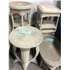 Image 1 : Group of 6 wicker tables - includes 3 round side tables / oval coffee table & 2 square tables