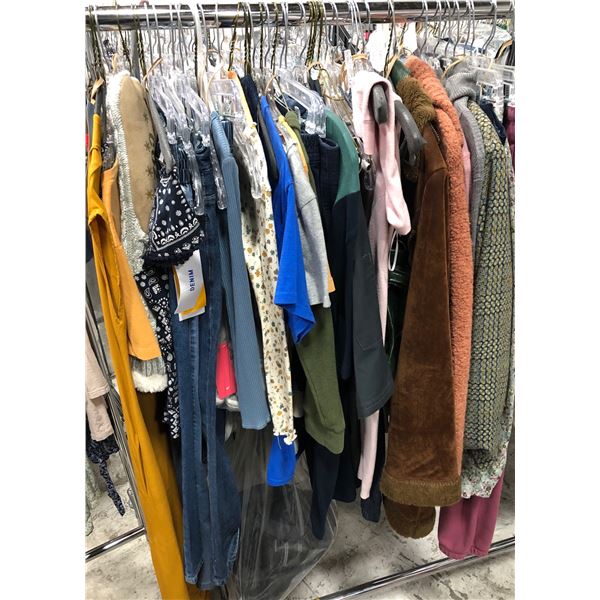 Group of assorted outfits - includes purses / snakeskin high heel boots / denim jeans / tops / long 