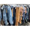 Image 1 : Rack lot of assorted outfits - includes "Ralph Lauren" dresses / denim jeaan jackets / pants / hipst