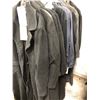 Image 1 : Rack lot of assorted coats - includes black / grey trench coats / bloody dress shirts / sweaters etc