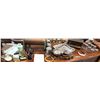Image 1 : Group of assorted set dec items - includes copper made teapots / dragon snow globe / glass trinket j