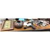 Image 1 : Group of assorted set dec items - includes ceramic tea pots / round vase / inkwell blow dryer etc