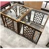 Image 2 : 2 Vintage glass top coffee tables (approx 26 1/2" x 21 1/2" x 22" height) - 1 glass top cracked