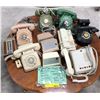 Image 1 : Group of 7 antique telephones w/ 3 vintage speakers & telephone list machine