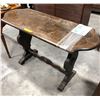 Image 2 : Group of 2 vintage wooden desks (approx 38" x 18" x 30" height) & (approx 48" x 19" x 30" height)