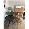 Image 1 : Group of 2 - includes antique wooden conductor stand & 3-tier mahogany dumb waiter shelf