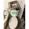Image 2 : Group of antique bathroom items - includes 2 metal sink faucet / bathroom toilet & antique white sin