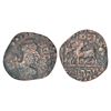 Image 1 : Ancient India: Alchon Huns, copper coin of Mihirakula, Eastern Punjab/Haryana, struck twice, 2.58g.
