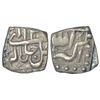 Image 1 : Mughals: Akbar (1556-1605 AD), silver square ? rupee, Ilahi 3x, KM 51.1, 1.36g.